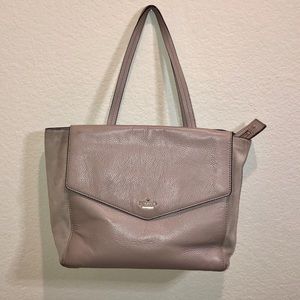Kate Spade Leather Taupe Satchel with Suede Trim